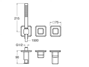ITALY CRIIT602 - Single handle bathtub set with hand shower by CRISTINA Rubinetterie - view 3